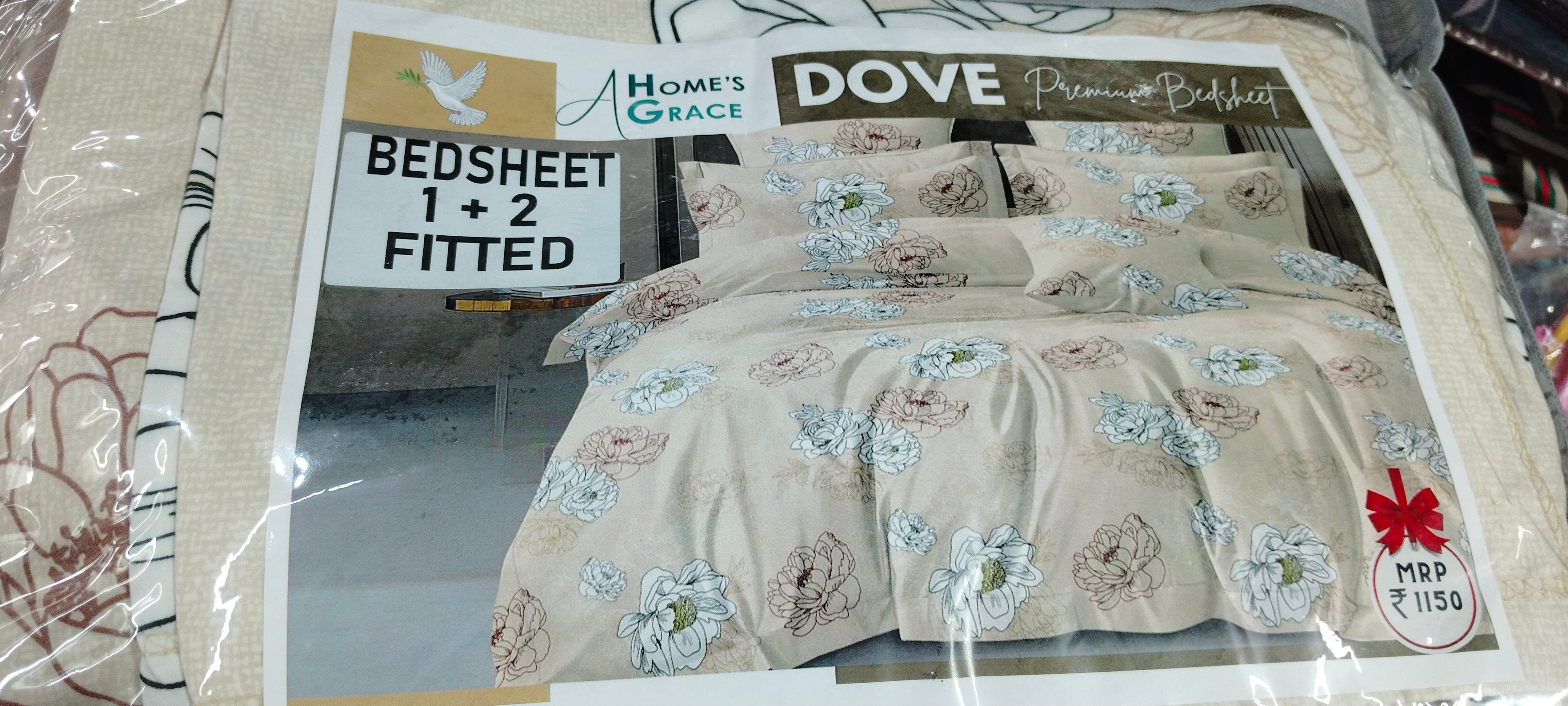 FITTED DOVE  DOUBLE  BEDSHEET