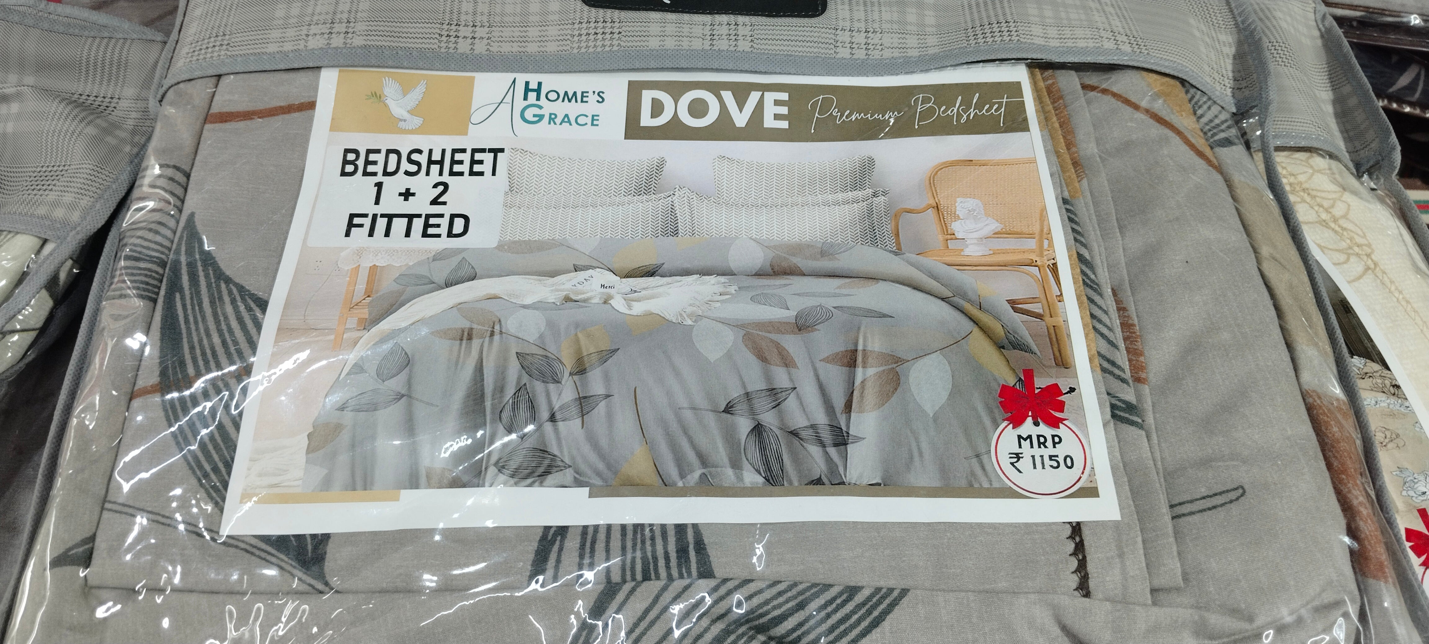 FITTED DOVE  DOUBLE  BEDSHEET