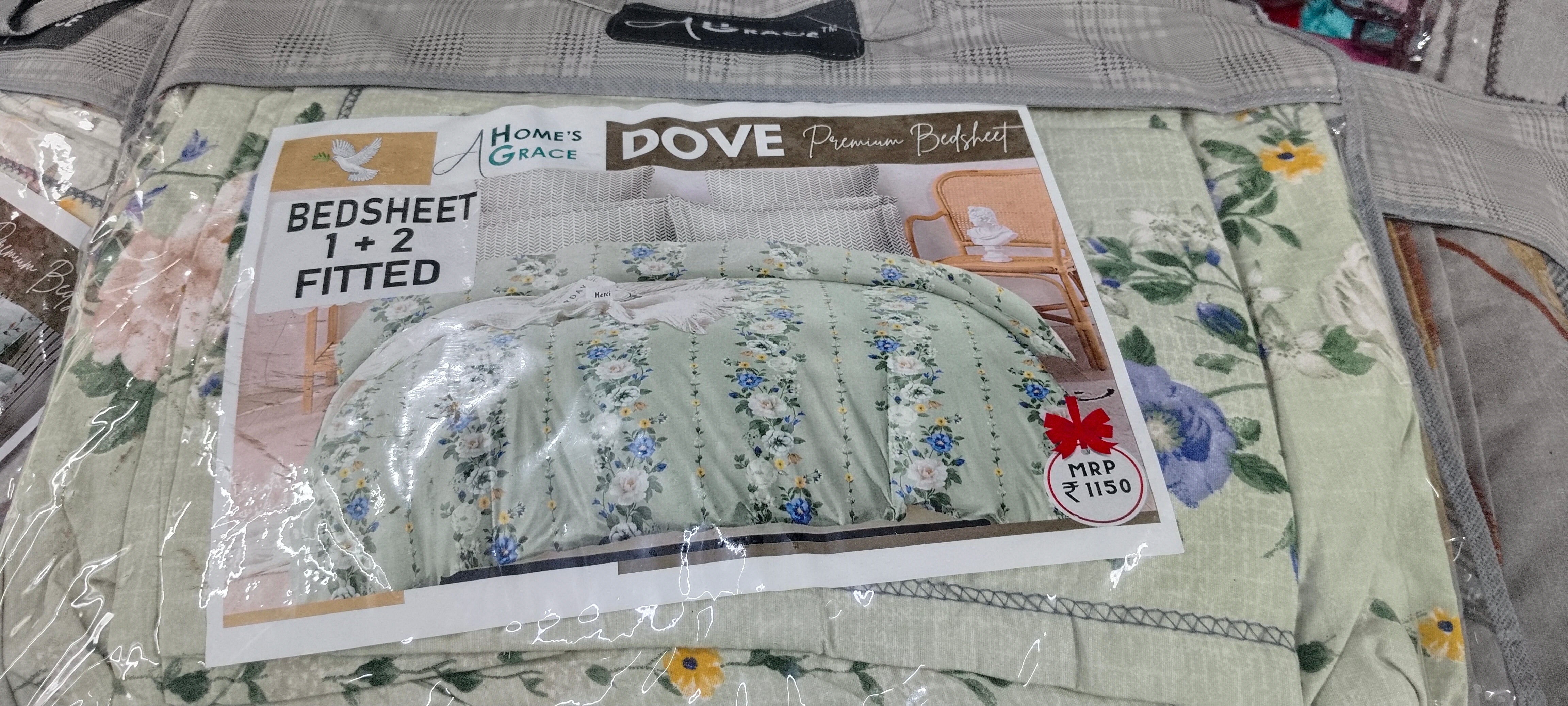 FITTED DOVE  DOUBLE  BEDSHEET